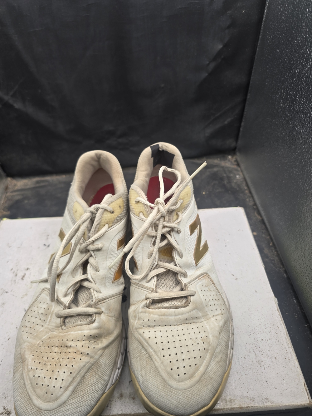 New Balance Kids White and Gold Athletic Shoes